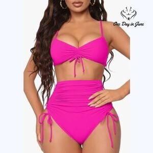 Meyeeka High Waist Ruched Bikini Swimsuit Size S